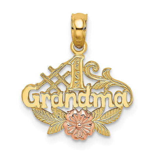 Extel Medium 14k Two-Tone #1 GRANDMA with Flower Charm