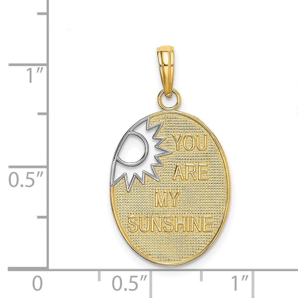 Extel Large 14k with Rhodium YOU ARE MY SUNSHINE with Cut-out Sun Charm