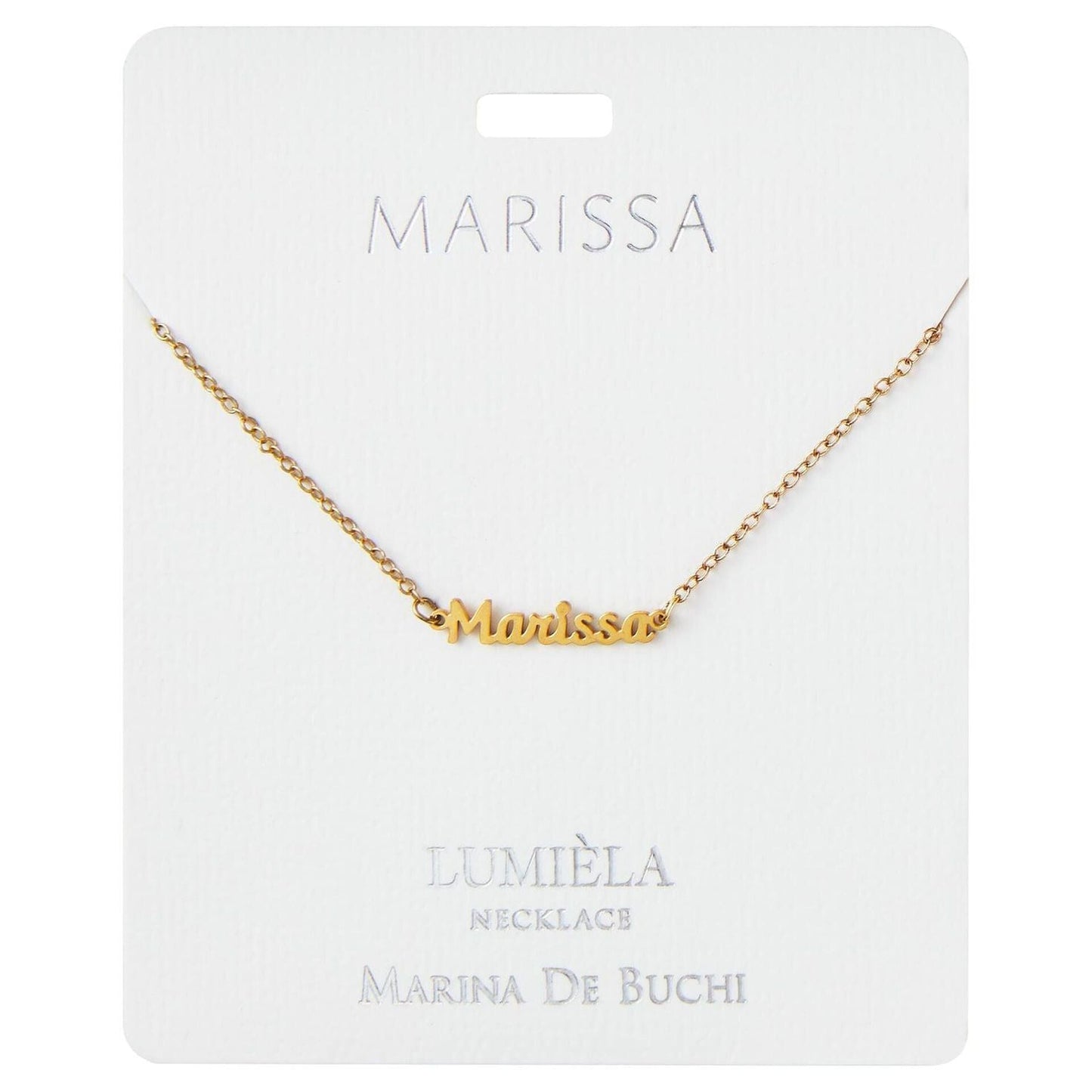 Lumiela Personalized Nameplate Rachel Necklace in Gold Tone