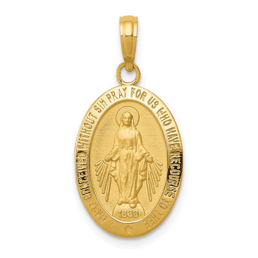 Extel Large 14k Miraculous Medal Pendant Charm, Made in USA