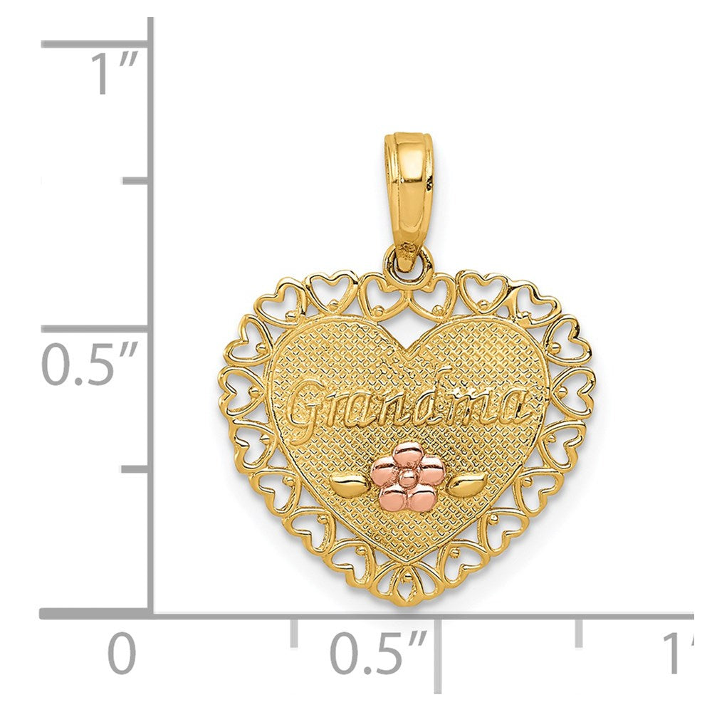 Extel Medium 14k Two-Tone Grandma Heart Charm