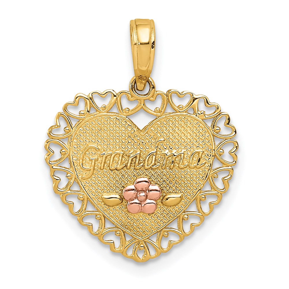 Extel Medium 14k Two-Tone Grandma Heart Charm