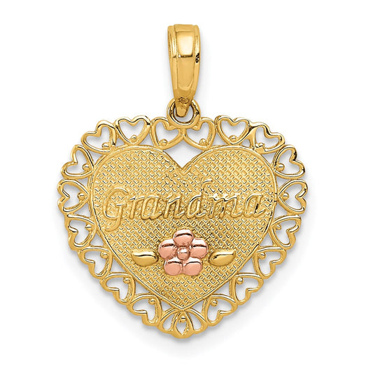 Extel Medium 14k Two-Tone Grandma Heart Charm