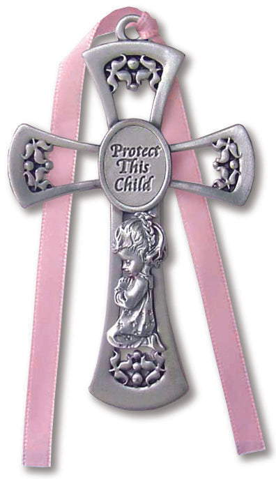 Small Protect this Child Pewter Baby Cross