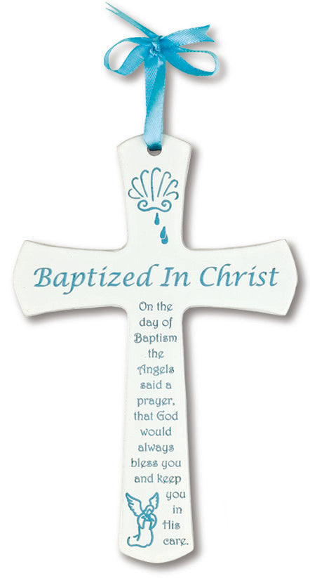 Medium Baptized in Christ Wood Baby Cross