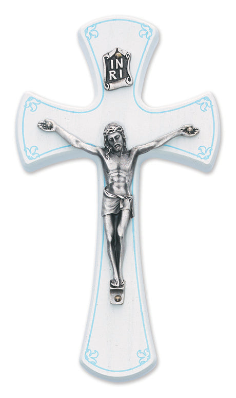 Medium Wood Blue Baby Crucifix