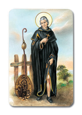 St. Peregrine Laminated Catholic Prayer Holy Card with Medal and Prayer on Back