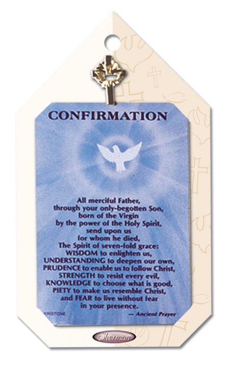 Sherman Confirmation Lapel Pin Verse Prayer Card