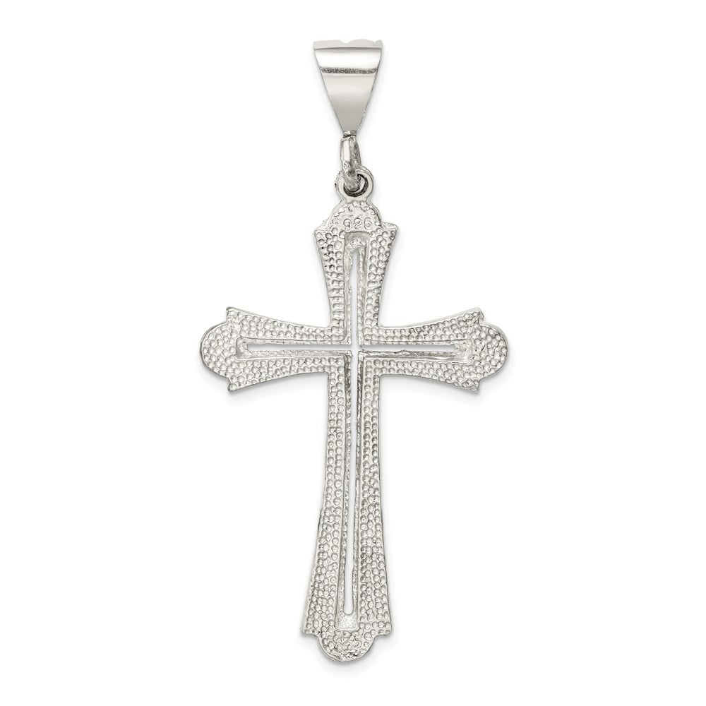 Extel Extra Large Sterling Silver Diamond-cut Cross Pendant Charm, Made in USA