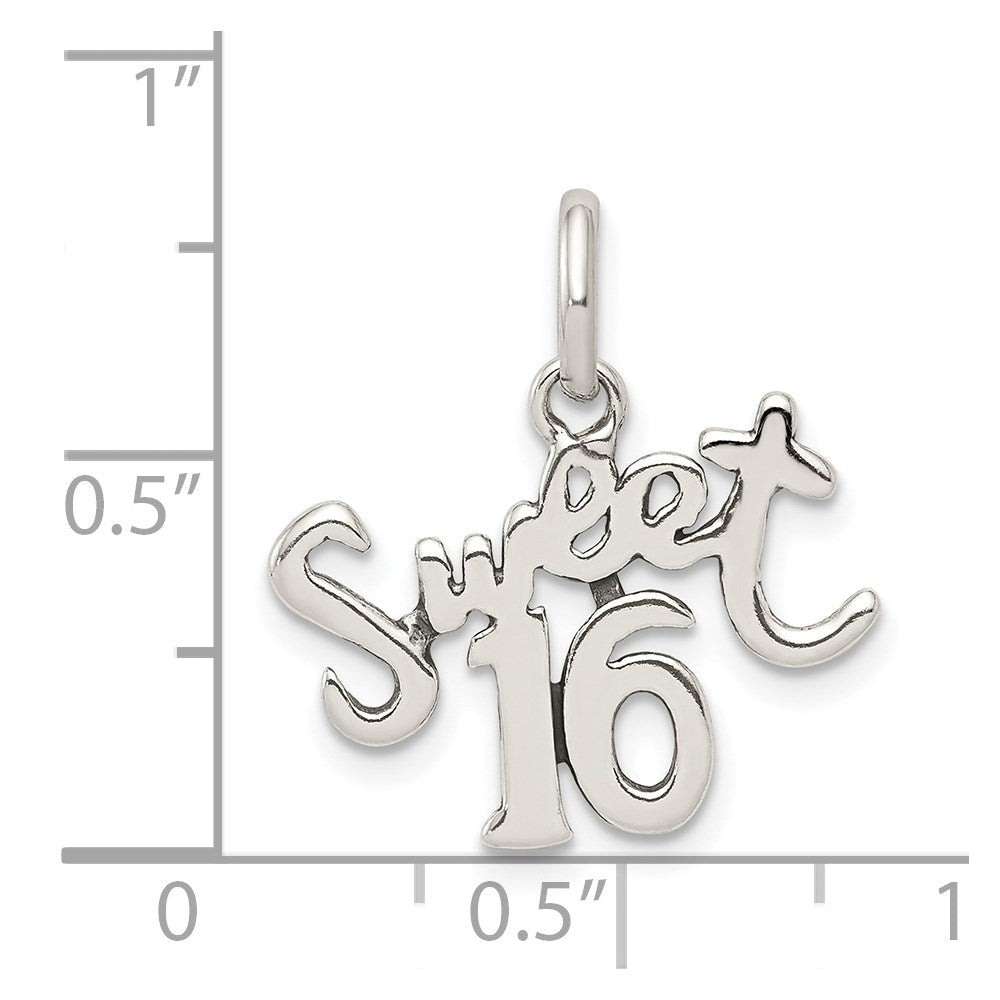 Extel Medium Sterling Silver Sweet 16 Charm