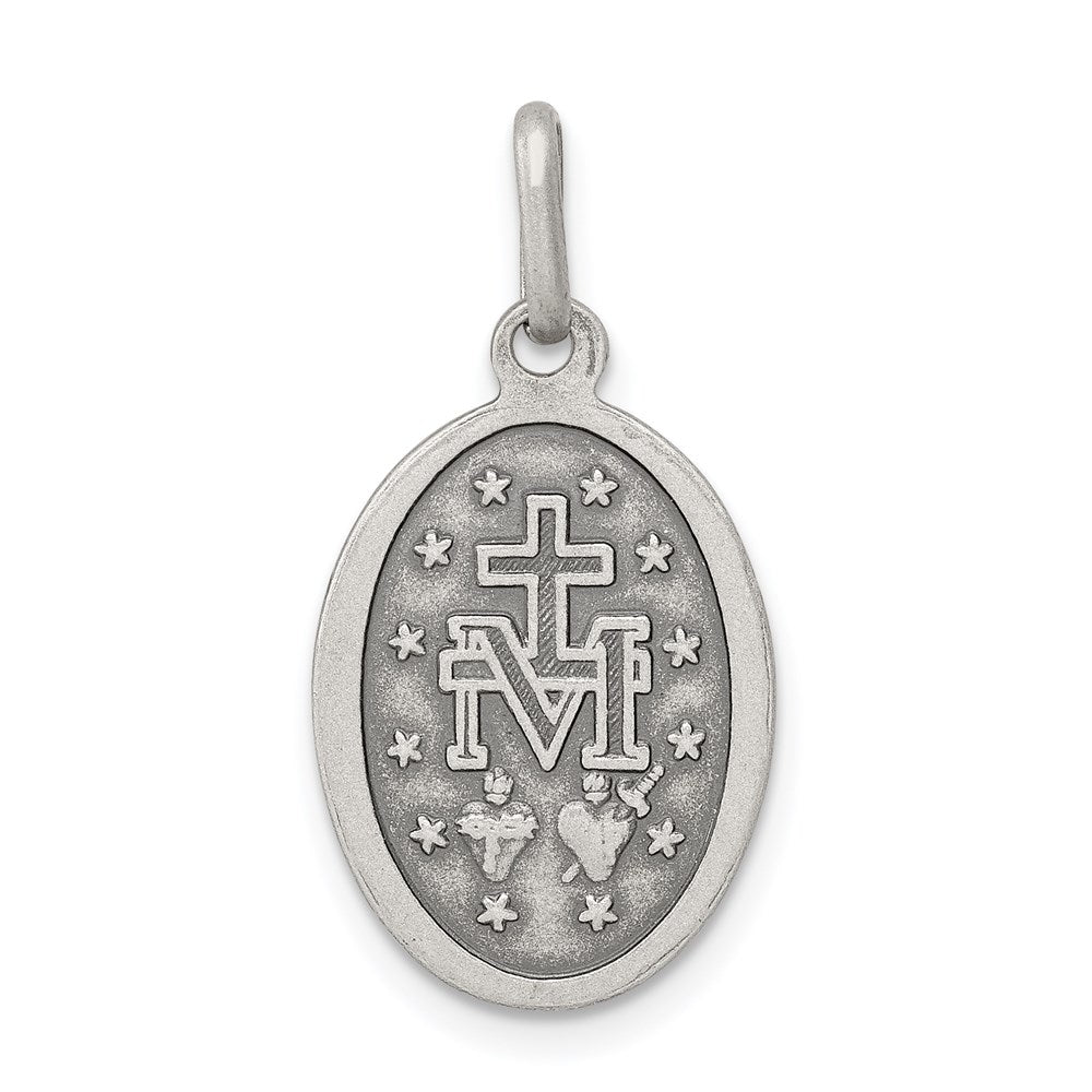 Extel Medium Sterling Silver Antiqued Miraculous Medal Pendant Charm