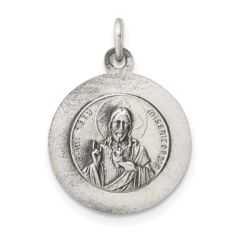 Extel Medium Sterling Silver Queen of the Holy Scapular Medal Pendant Charm, Made in USA