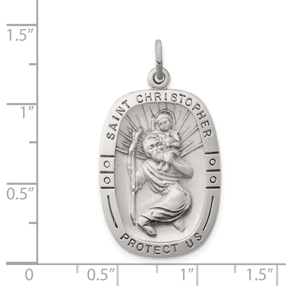 Extel Large Sterling Silver Patron Saint Christopher Medal Pendant Charm, Made in USA