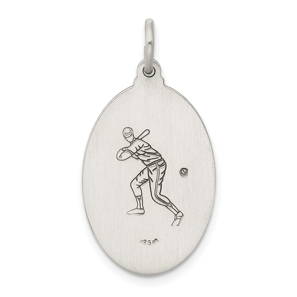 Extel Large Sterling Silver Patron Saint Christopher Baseball Medal Pendant Charm, Made in USA