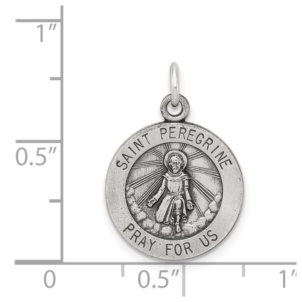 Extel Medium Sterling Silver Patron Saint Peregrine Medal Pendant Charm, Made in USA