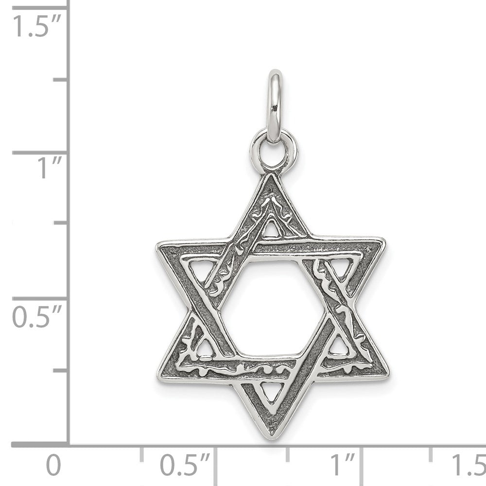 Extel Large Sterling Silver Antiqued Star of David Charm Pendant