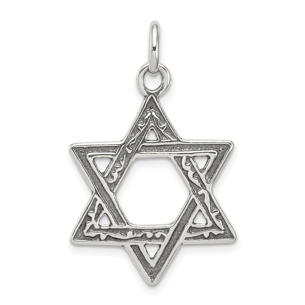 Extel Large Sterling Silver Antiqued Star of David Charm Pendant