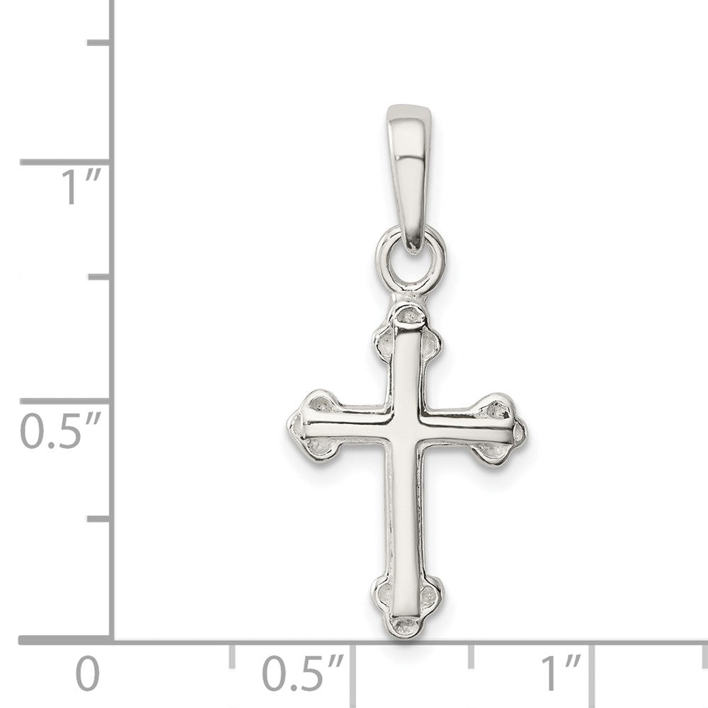 Extel Large Sterling Silver Budded Cross Pendant Charm