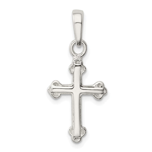 Extel Large Sterling Silver Budded Cross Pendant Charm