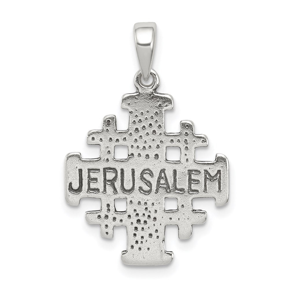 Extel Large Sterling Silver Antiqued Jerusalem Crusader Pendant Charm