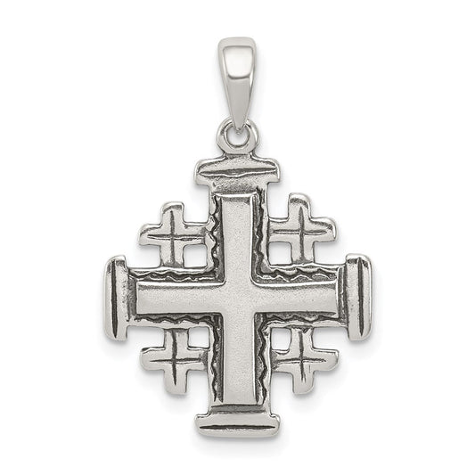 Extel Large Sterling Silver Antiqued Jerusalem Crusader Pendant Charm