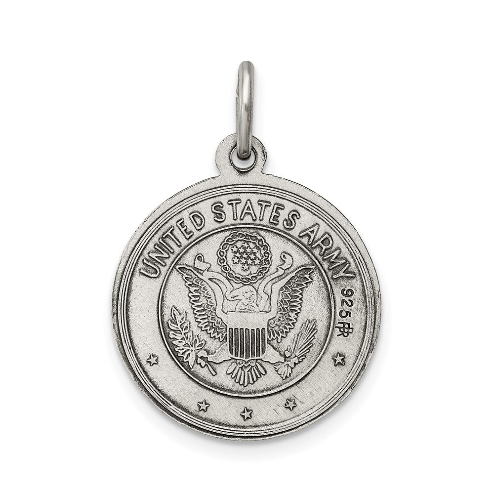 Extel Large Sterling Silver Patron Saint Christopher US Army Medal Pendant Charm, Made in USA