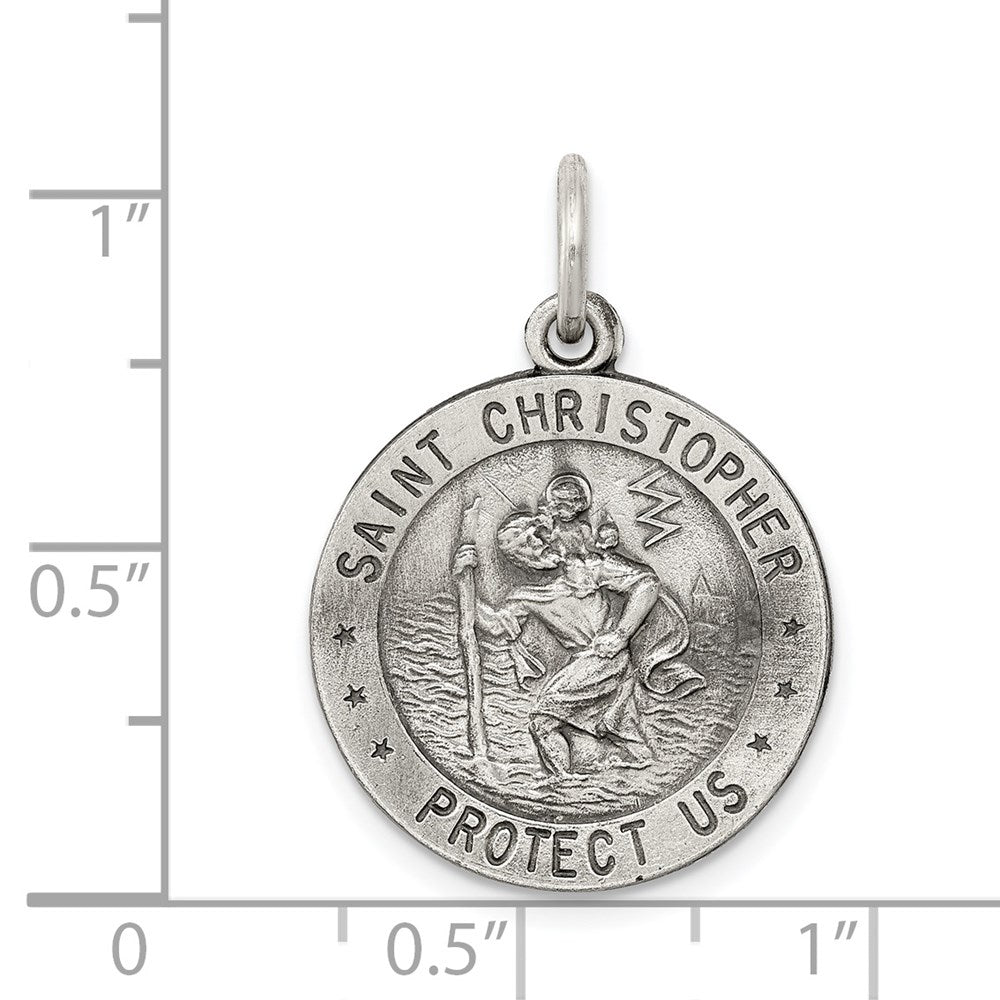 Extel Large Sterling Silver Patron Saint Christopher US Army Medal Pendant Charm, Made in USA