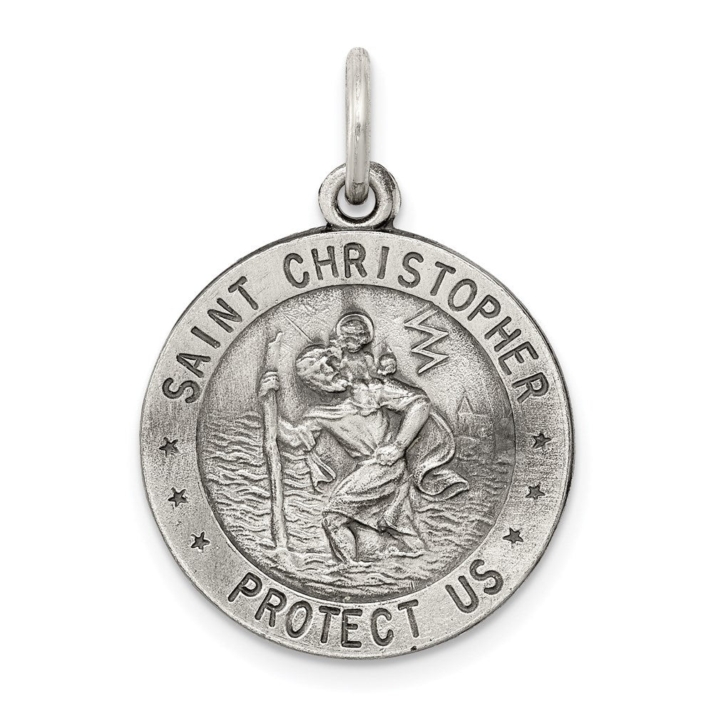 Extel Large Sterling Silver Patron Saint Christopher US Army Medal Pendant Charm, Made in USA