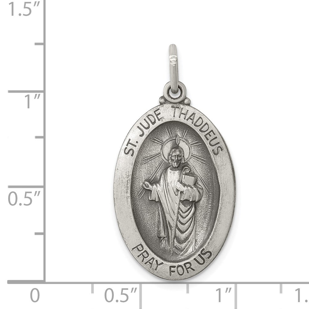 Extel Large Sterling Silver Patron Saint Jude Thaddeus Medal Pendant Charm, Made in USA