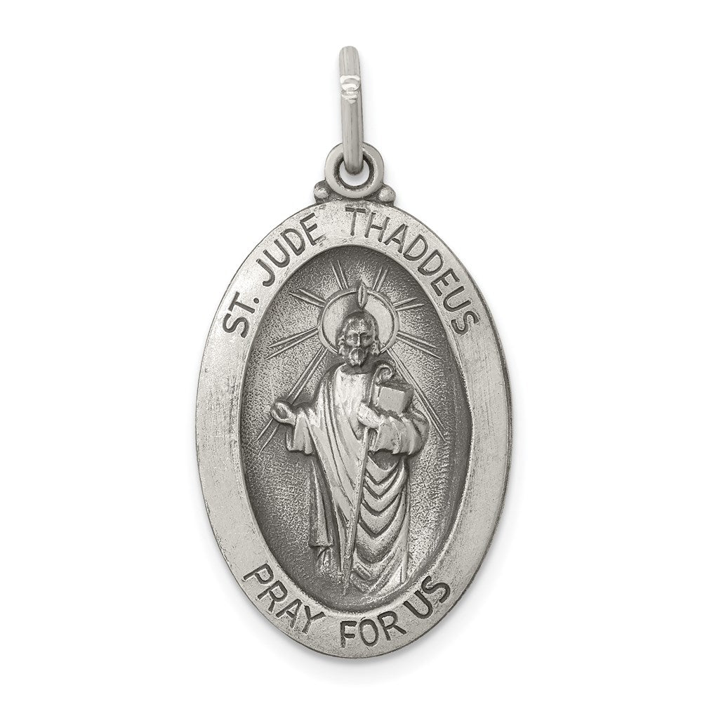 Extel Large Sterling Silver Patron Saint Jude Thaddeus Medal Pendant Charm, Made in USA