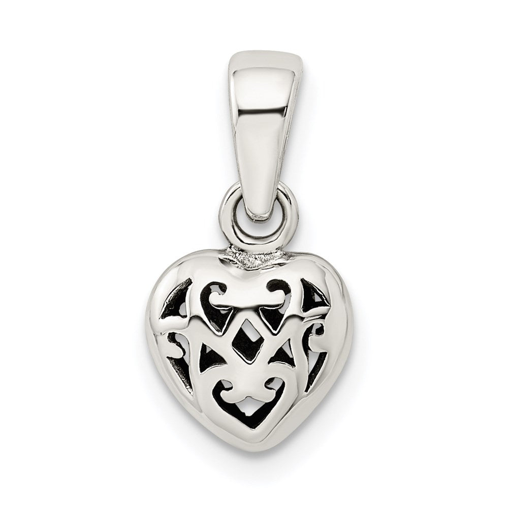 Extel Small Sterling Silver Antique Puff Heart Charm