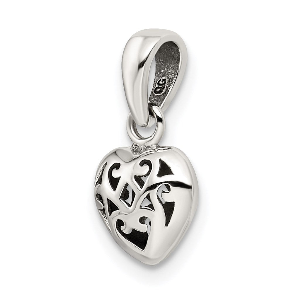 Extel Small Sterling Silver Antique Puff Heart Charm