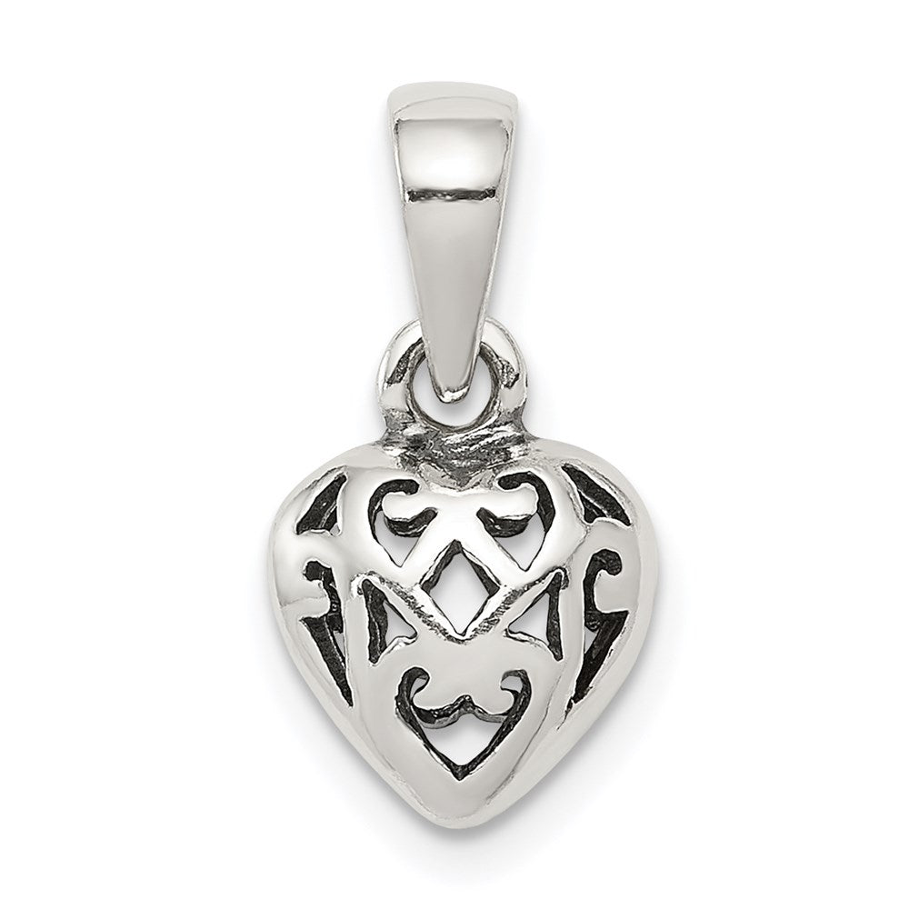 Extel Small Sterling Silver Antique Puff Heart Charm