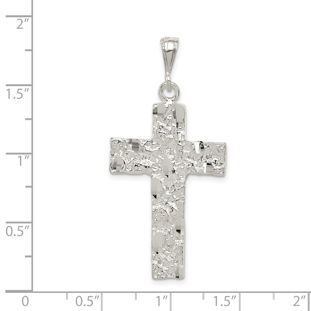 Extel Extra Large Sterling Silver Nugget Cross Pendant Charm