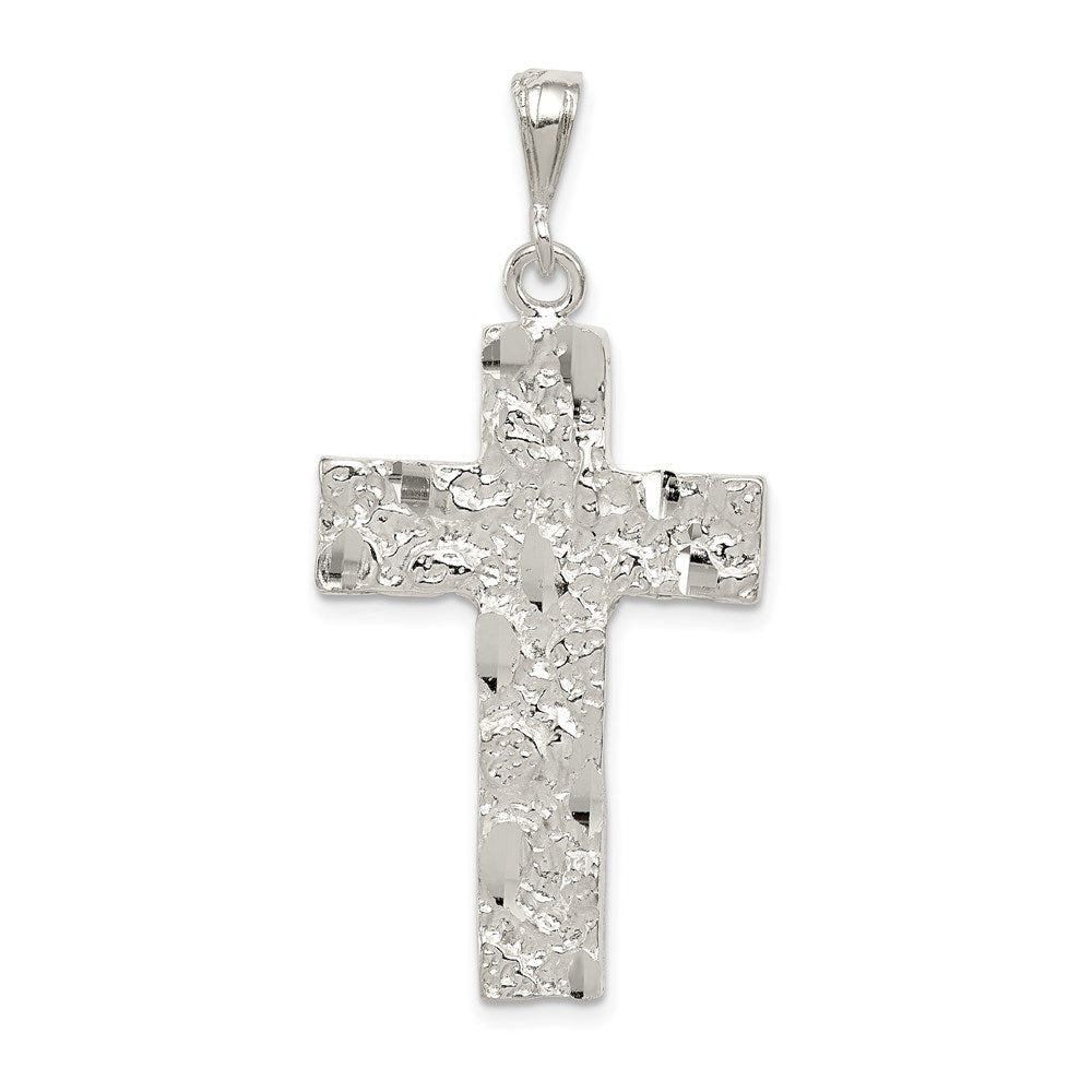 Extel Extra Large Sterling Silver Nugget Cross Pendant Charm