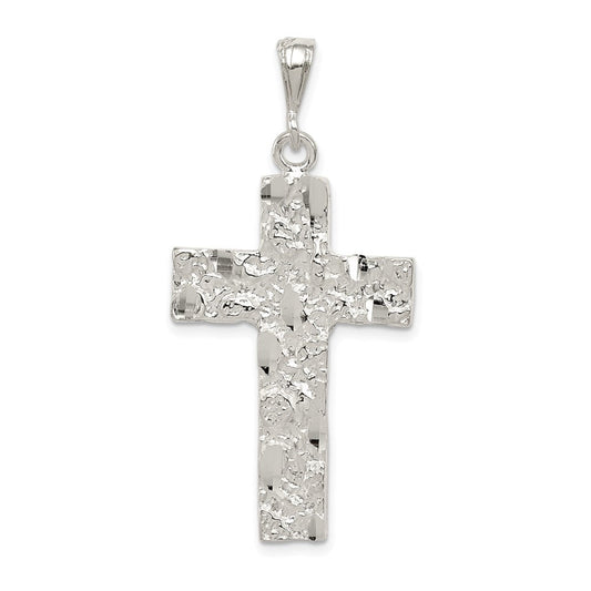 Extel Extra Large Sterling Silver Nugget Cross Pendant Charm