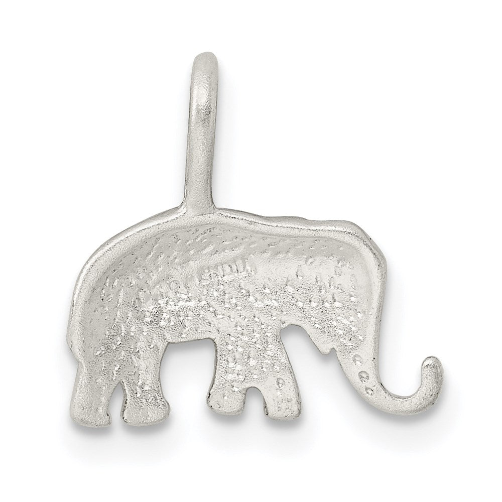 Extel Medium Sterling Silver Satin Diamond-cut Elephant Pendant