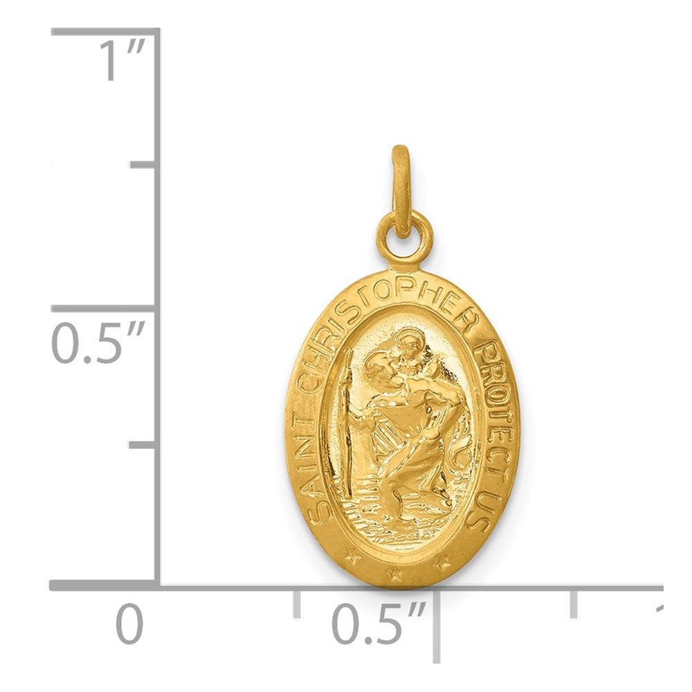 Extel Medium 24k Gold-plated Sterling Silver Patron Saint Christopher Medal Pendant Charm, Made in USA