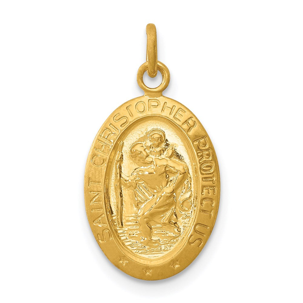 Extel Medium 24k Gold-plated Sterling Silver Patron Saint Christopher Medal Pendant Charm, Made in USA