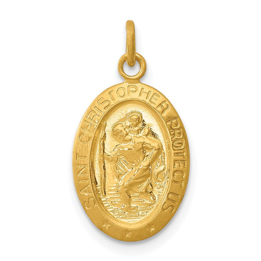 Extel Medium 24k Gold-plated Sterling Silver Patron Saint Christopher Medal Pendant Charm, Made in USA