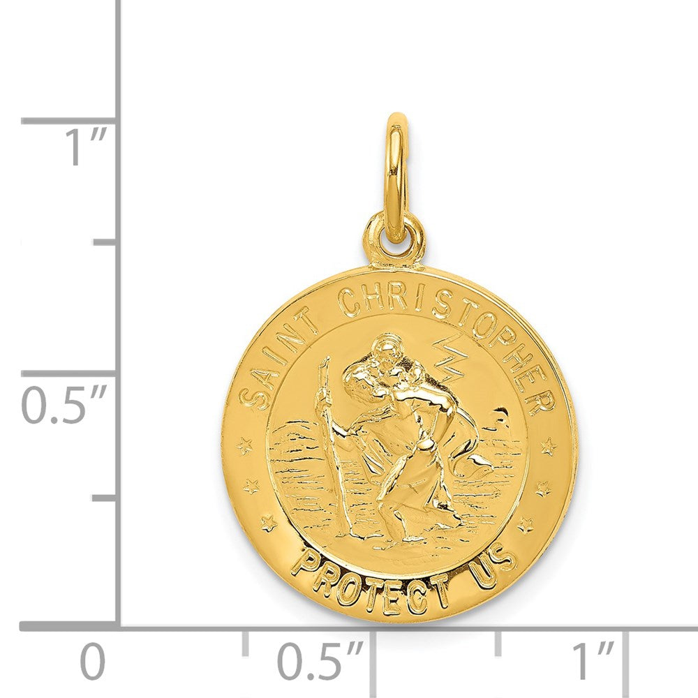 Extel Large 24k Gold-plated Sterling Silver Patron Saint Christopher Medal Pendant Charm, Made in USA