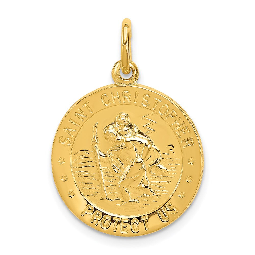 Extel Large 24k Gold-plated Sterling Silver Patron Saint Christopher Medal Pendant Charm, Made in USA