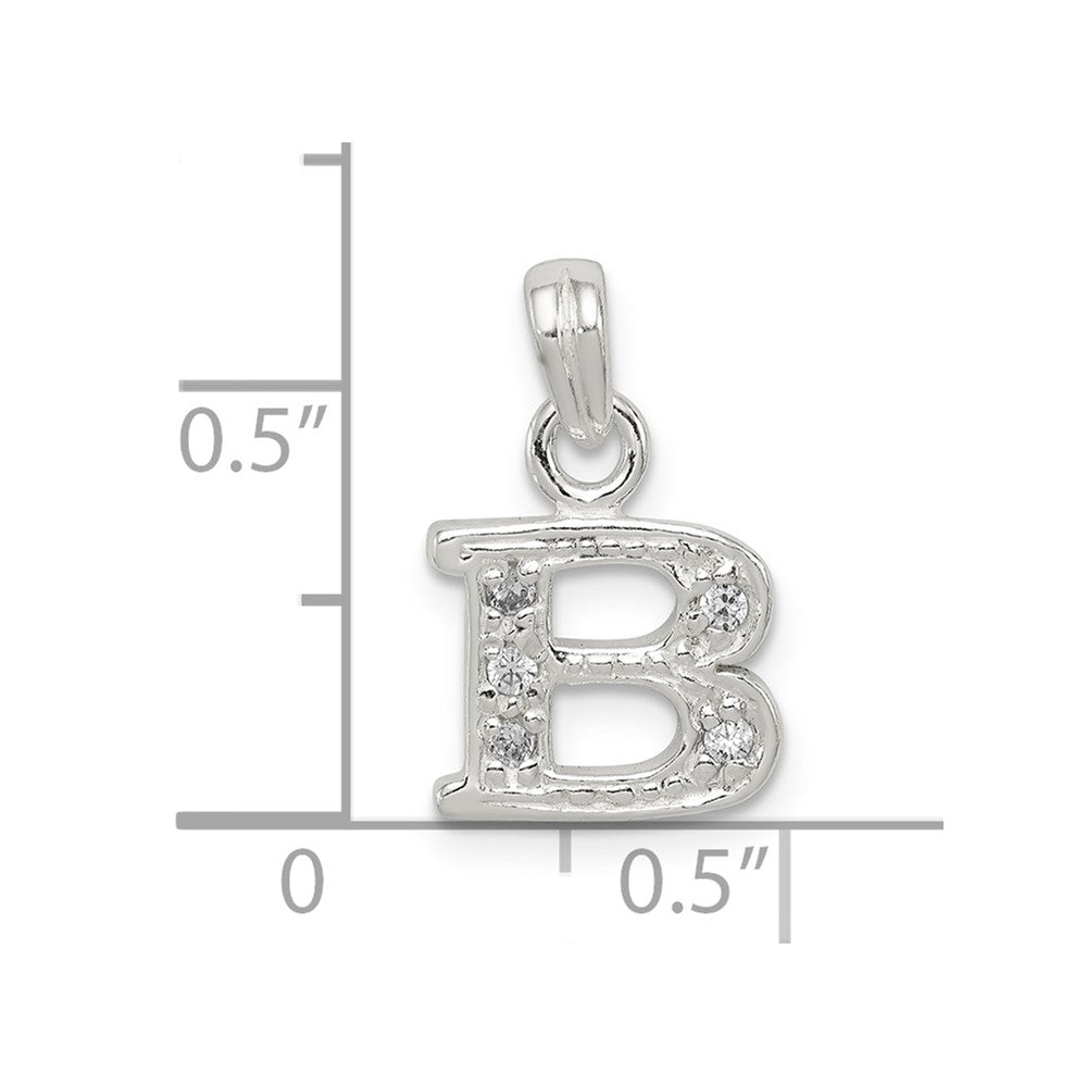 Extel Medium Sterling Silver Cubic Zirconia Initial B Pendant