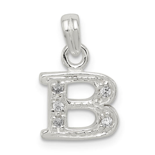 Extel Medium Sterling Silver Cubic Zirconia Initial B Pendant