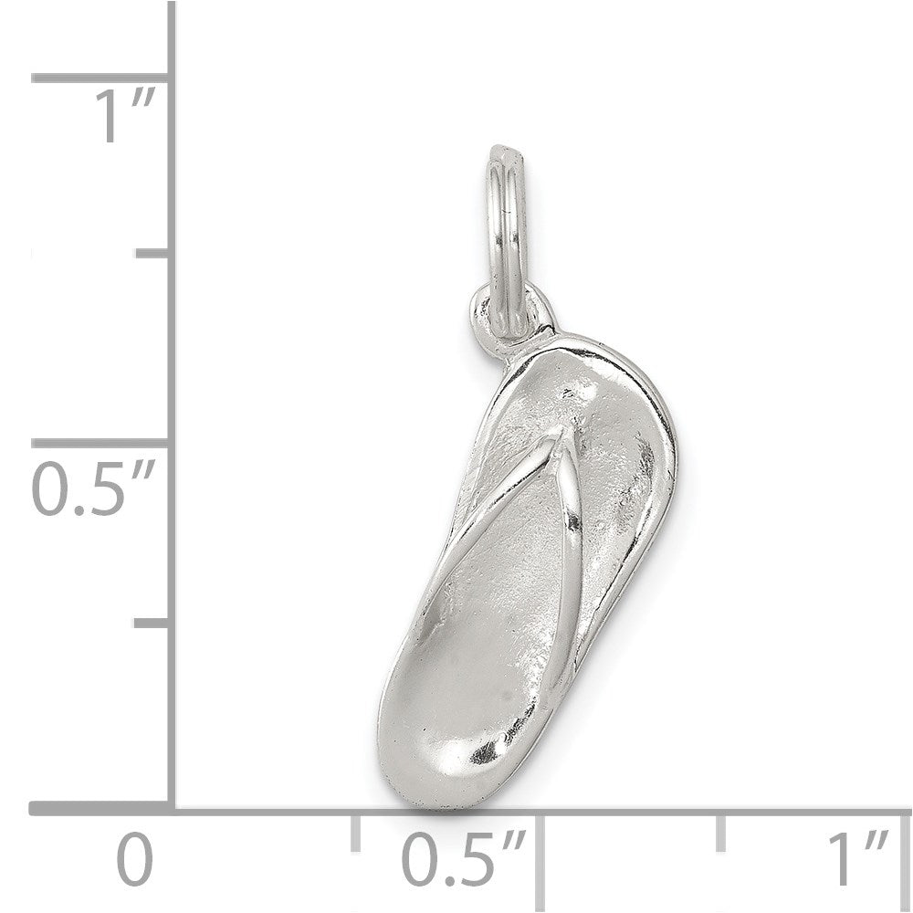 Extel Medium Sterling Silver Polished Flip Flop Charm