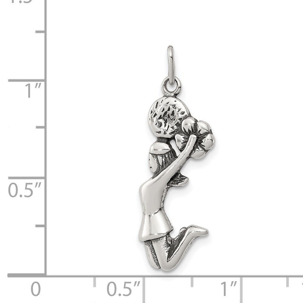 Extel Large Sterling Silver Antiqued Cheerleader Charm