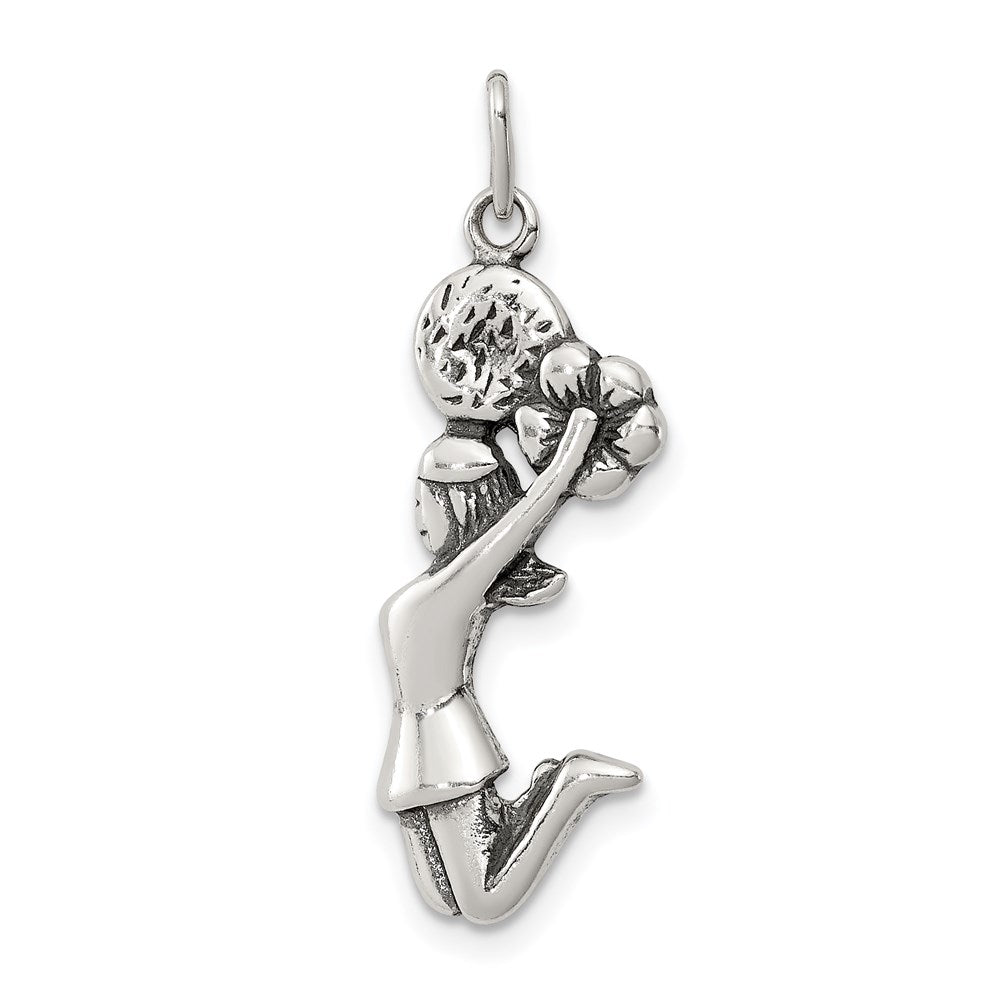 Extel Large Sterling Silver Antiqued Cheerleader Charm