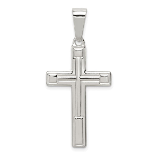 Extel Large Sterling Silver Polished Cross Pendant Charm