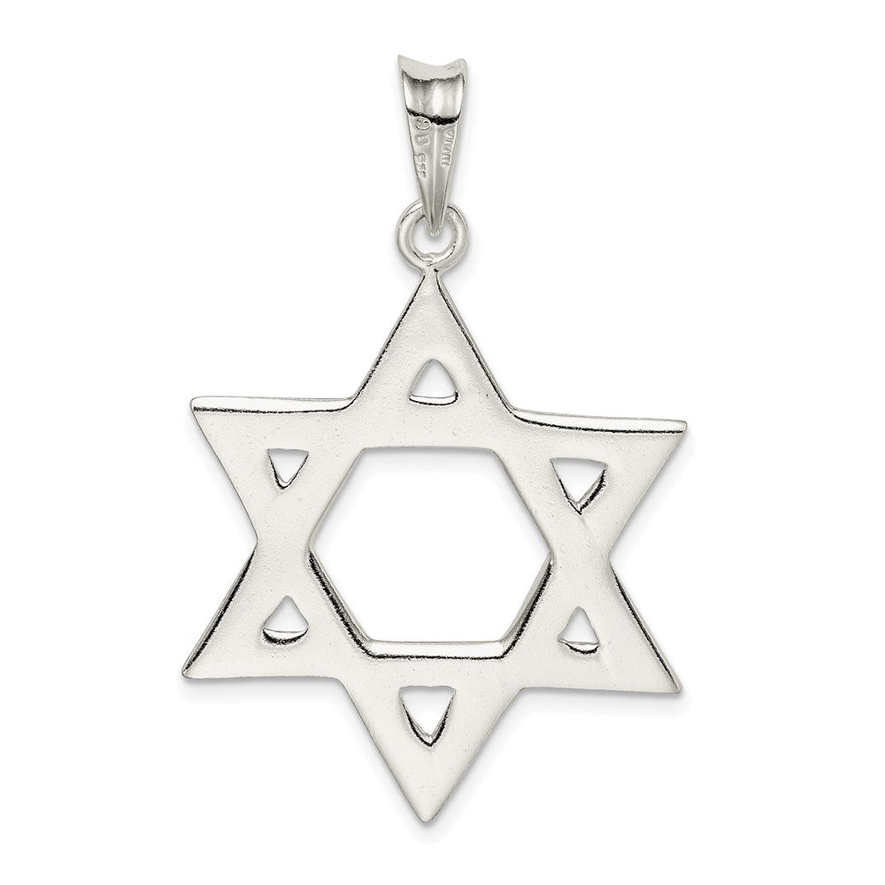 Extel Large Sterling Silver Polished Star of David Pendant Charm