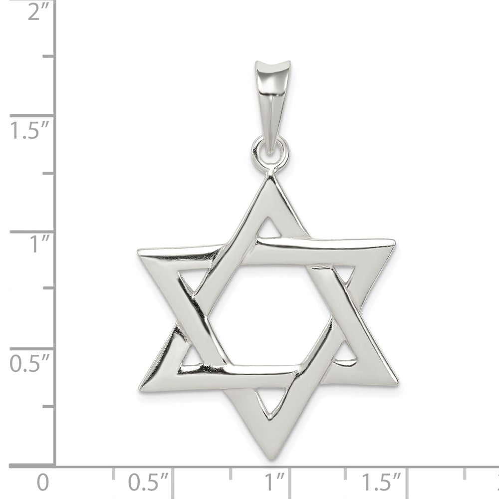 Extel Large Sterling Silver Polished Star of David Pendant Charm